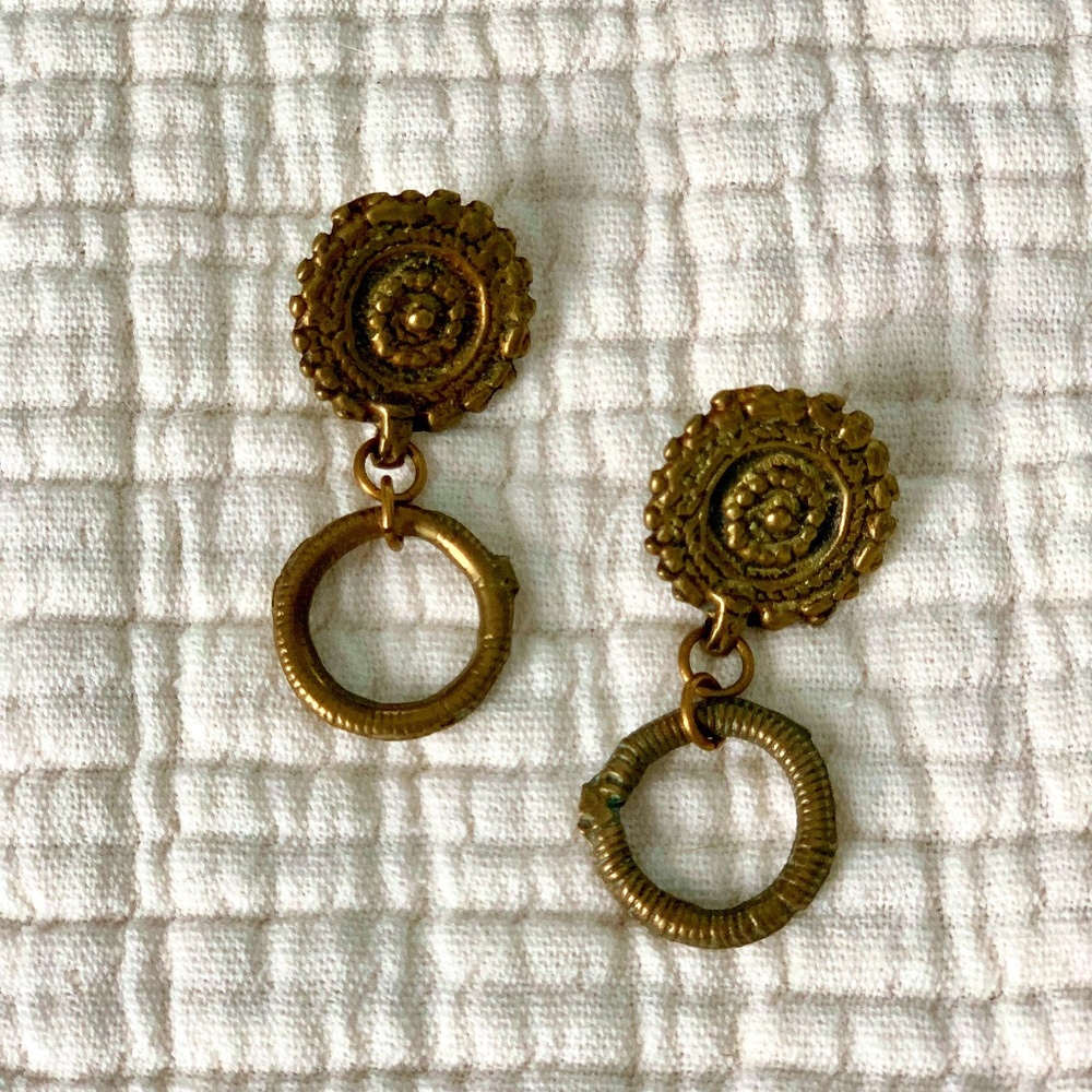 vintage brass door-knocker statement earrings